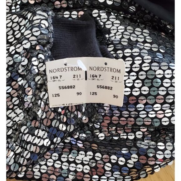 NWT Nordstrom Sequin Bomber Jacket Womens Silver Sparkle Jacket Y2K Swiftie Sz M - Picture 6 of 9